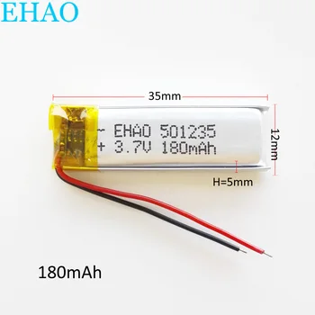 EHAO 501235 3,7 V baterija 180mAh Ličio Polimero LiPo li jonų Baterija Mp3 GPS ausinių mobiliojo elektroninio dalis