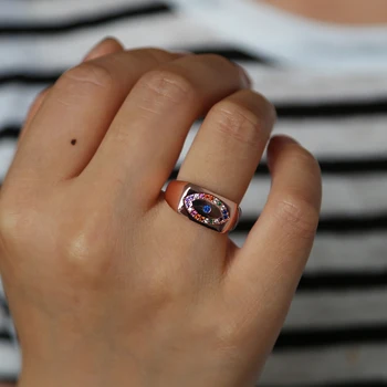 EVIL EYE naujas mados pasisekė Blogio akių Žiedai su spalvinga CZ turkijos papuošalų Prabanga CZ moterų Žiedas papuošalai dovana