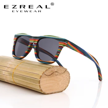 EZREAL 2017 rankų darbo natūralaus bambuko akiniai nuo saulės, poliarizuoti akiniai mediniai akiniai nuo saulės, spalvų Maišymo priimti Nemokamas Pristatymas