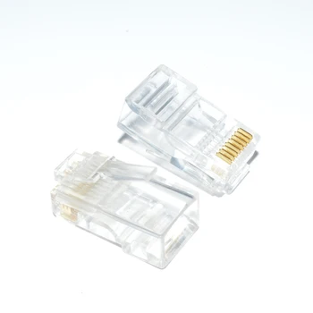 Elistooop 100vnt Kristalų 8Pin RJ45 Modulis Kištukas RJ-45 Ethernet 