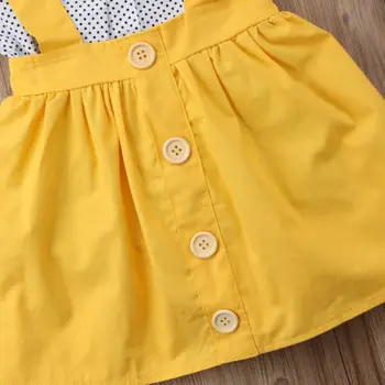 Emmababy Bamblys Vaikams, Kūdikių, Mergaičių drabužiai nustatyti dot bowT-marškinėliai Topai+bendra mygtuką Sijonas 2VNT Rinkiniai