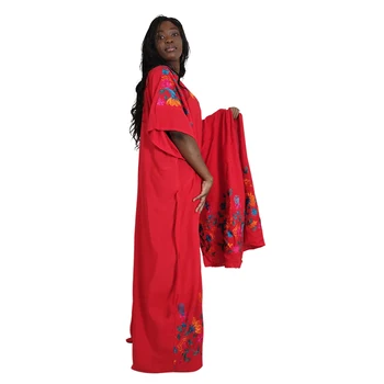 Etninio Stiliaus Kietas Prarasti Afrikos Suknelės Moterims V Kaklo Siuvinėjimo Gėlių Plius Dydis Drabužių Femme Skraiste su Skara