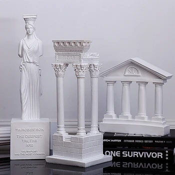 Europos Stiliaus Dervos Graikų Šventyklos Pastato Modelis Skulptūros Namų Puošybai Derliaus Deivės Statula Puošimas Ornamentais Baldai