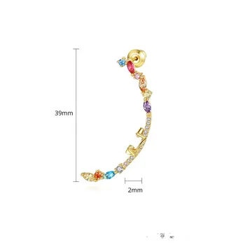 FXLRY nauja asmenybė, spalvotų cirkonis vienašališkai ausies kaulų stud auskarai moterims, Papuošalai