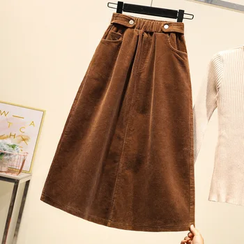 Faldas mujer moda 2019 didelio dydžio sijonas velvetas jupe femme ilgas sijonas aukštu juosmeniu midi sijonas laisvas sijonas