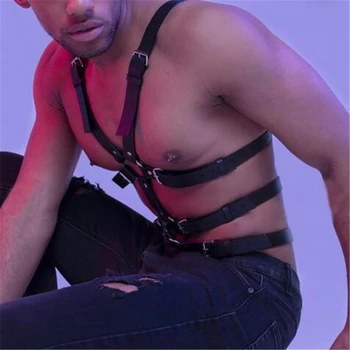 Fetišas Odos Viršūnes Krūtinės Diržas Vyrams BDSM Gėjų Kūno Nelaisvėje Narve Reguliuojamas Diržas Diržai Dirželis Rave Gėjų Drabužius Suaugusiųjų Sekso