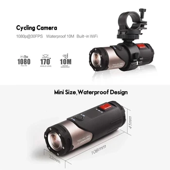 Full HD 1080P S20W Belaidžio WIFI Mini Kameros Motociklo Šalmas Lauko Vandeniui 10M Dviračių Veiksmų DV Vaizdo Sporto fotoaparatas