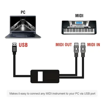 GREATLINK Elektrinis Pianinas Būgno USB-OUT MIDI Interface Converter/Adapteris, Skirtas KOMPIUTERIO Muzikos Klaviatūros Synth Adapteris, 