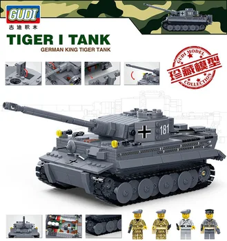 GUDI 1467pcs Karinės vokietijos King Tiger I Tanką M1A2 ABRAMS MBT Bakas Statybiniai Blokai, Plytos 