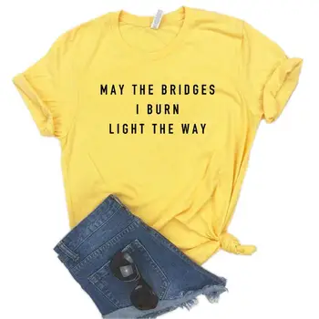 Gali Tiltų įrašau Šviesos kelią Moterų marškinėlius Medvilnės Atsitiktinis Juokingi marškinėliai Už Yong Panele, Mergina, Viršuje Tee 6 Spalvų Lašas Laivas NA-434