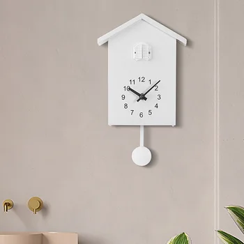 Gegutė Laikrodis Sieninis Laikrodis - Judėjimo Chalet Stiliaus , Minimalistinio Modernaus Dizaino Baltos Spalvos