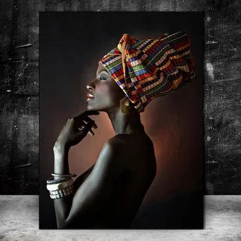 Gražioje Juodosios Moterų Naftos Paveikslų Spausdinimas Ant Drobės Portretas Afrikos Sienos Meno Spaudinius, Plakatus Ir Spausdina Sienos Nuotraukas Cuadros