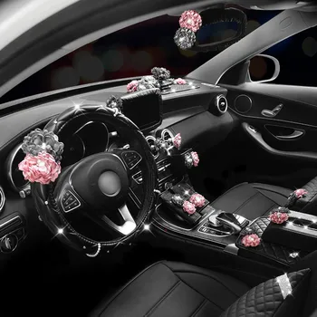 Gėlių Automobilio Vairo Padengti Oda Automobilių Kaklo, Juosmens Pagalvę Universaliųjų Automobilių Stilius Pagalvėlės Pagalvėlės Pearl Audinių Langelį Moterims