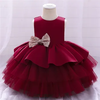 Gėlių Bamblys mergytę Kūdikį Princesė Dress Baby Girl Vestuvių Suknelė Nėrinių Tutu Vaikai Šalis Vestidos 1 Metų gimtadienis