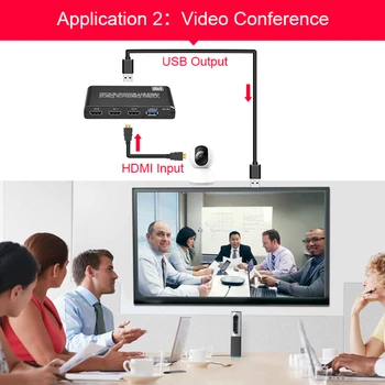 HDMI su USB3.0 Filmavimo Kortelės 4K 60Hz 2x1 Dongle Diktofonas Langelį Žaidimas Streaming Live Transliacijos