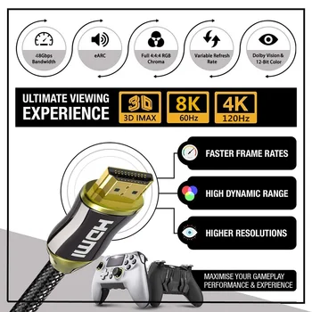 HDMI suderinamus Kabelis 1M 3M 5M 10M kaip hdmi2.1 Kabelis 48Gbps mi box 