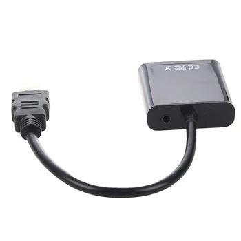 HDMI į VGA adapteris keitiklis + 3,5 mm audio jungtis full HD 1080P juoda