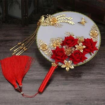 HIMSTORY Kinijos Derliaus Nuotaka, turintis Gėlių Turas Ventiliatorius Raudonų Rožių, Gėlių Phoenix Vestuvių Puokštė Vertus Priedai