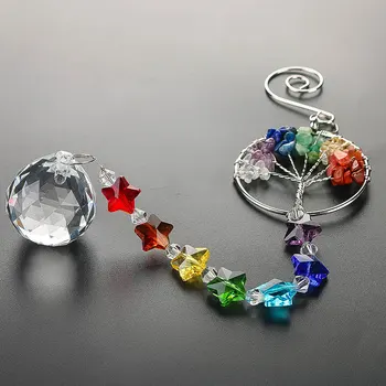 H&D Gyvybės Medžio Crystal Prism Kamuolys Suncatcher Vaivorykštė Maker 