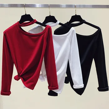 Harajuku Moterų Negabaritinių Marškinėliai Drabužių Derlius T Shirts Egirl 2020 M. Rudenį Mados Laisvalaikio Streetwear ilgomis rankovėmis Baltos Viršūnės