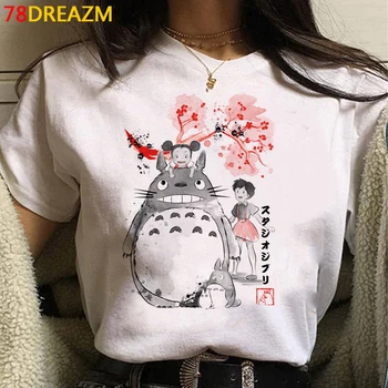 Hayao Miyazaki Totoro Studio Ghibli t-shirt femme ulzzang grafinis tees moterų japonijos balti marškinėliai kawaii marškinėliai