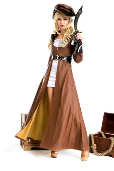 Helovinas Deluxe Moterų Suaugusiųjų Piratų Kostiumai Mergaičių Riteris Cavalier Drabužius Ilgomis Rankovėmis Karibų Piratų Cosplay Išgalvotas Suknelė