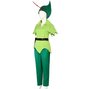 Helovinas mens Peter Pan kostiumų Suaugusiems Peter Pan vaidmuo žaisti žalia kostiumai su bžūp bet kokio dydžio