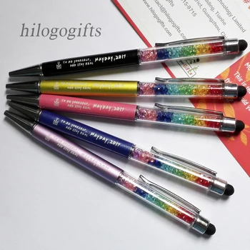 Hilogogifts rainbow crystal diamond metalo stylus pen 30pcs daug individualų NEMOKAMAI su MANO logotipas tekstas/el. paštas/weburl NEMOKAMAI pen įstaiga