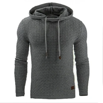 Hoodies vyrams, ilgomis rankovėmis kietas pledas grotelės gobtuvu (įvelkamų megztinių vyrų hoodie atsitiktinis mens tracksuit sportwear S-4XL