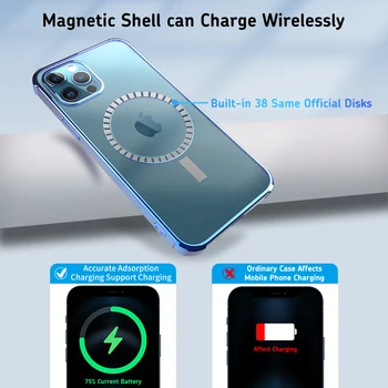 IPhone 12 Pro Max Atveju Magnetinio atsparus smūgiams Atveju iPhone, Pro 12 12 Mini Skaidri Minkšta Silikoninė Danga Kadrą Galinį Dangtelį