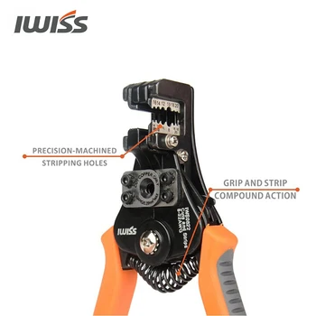 IWISS IWS-0822 daugiafunkcinis Automatinis Laido Viela, lengvųjų frakcijų pašalinimo įrenginio 0.35-8.2mm2 Išpardavimas Crimper Užspaudimo Tiekėjas Kabelio, Pjovimo Įrankis