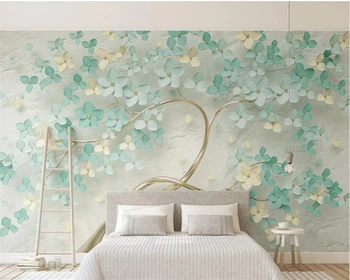 Individualizuotos fono paveikslėlį nuotrauka trimatis gėlių paramos medžio namų puošybai freskos gyvenimo kambario, miegamasis fone 3D tapetai