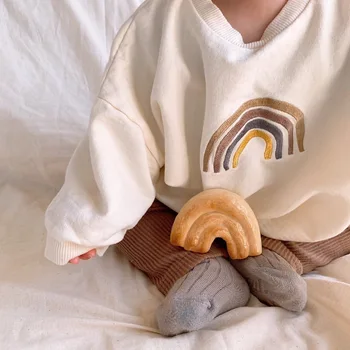 Ins Kūdikių Mergaičių Megztiniai Naują Atvykimo Rudenį Ir Žiemą, Vaikų Korėjos Stiliaus Vaivorykštė Drabužius Ilgomis Rankovėmis Vatos Pagaliukai Berniukams
