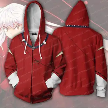 Inuyasha Karšto Anime Cosplay Striukė Kikyou 3D Atspausdintas kostiumas raudona Hoodie striukė, paltas