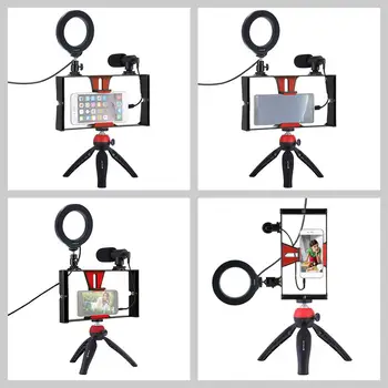 Išmanusis telefonas Vlog Nustatyti Profesinės Kit LED Šviesos Žiedas+Mikrofonas+Trikojis Telefono Stovas Telefonai/Fotoaparatas
