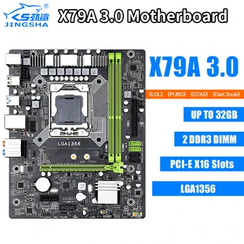 JINGSHA X79A Plokštė LGA 1356 E5-2400 serijos 2*lizdas DDR3 X79 motininė Plokštė LGA 1356 4*SATA2.0 NVME M. 2 USB 3.0