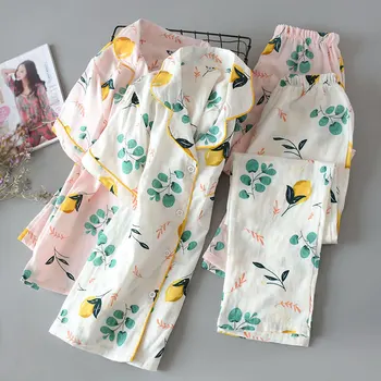Japonų Kimono Vasarą Pižama Ponios Yukata trumparankoviai Kelnės Medvilnės Marlės, Megztinis Plonas Skirsnio Homewear Tradicinis Kostiumas