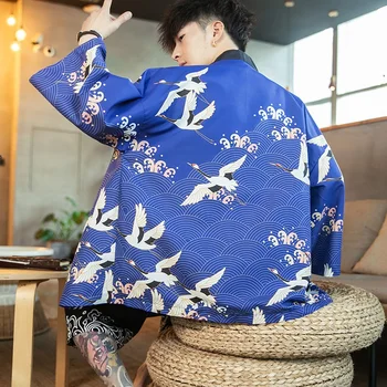 Japonų kimono megztinis vyrams yukata Japonijos drabužius striukė Haori vyrų samurajus kostiumas Japonijos vyrų kimono tradicinių FF001