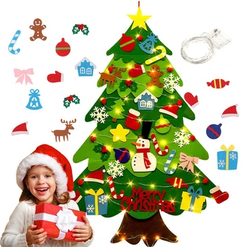 Jaučiausi Kalėdų Medžio, Veltinio eglutę Todders PASIDARYK pats Jaučiau, Medis su 33pcs Papuošalai Vaikams Duris Sienos Kalėdinė Dekoracija