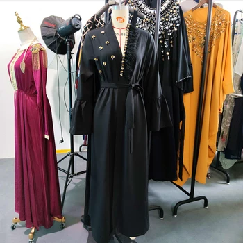 Juodieji Deimantai Abaja Dubajus Kimono Megztinis Hijab Musulmonų Suknelė Abayas Moterims, Turkijos Islamo Drabužių Kaftan Caftan Skraiste Femme