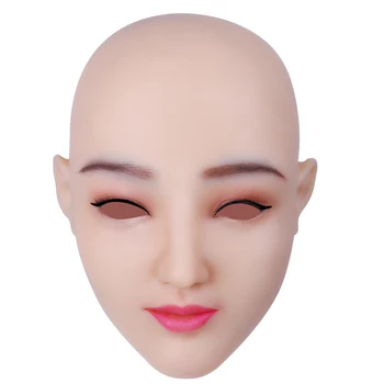 KOOMIHO Minkštas Silikoninis Realistinis Moterų Galvos Kaukė Rankų darbo Kosmetika Kaukė Crossdress Cosplay Kaukė Transseksualų Halloween Mask 1G