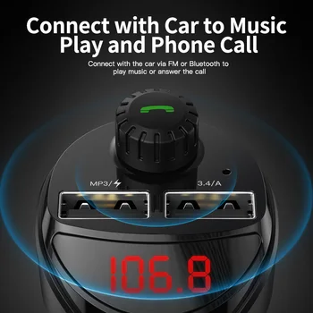KUULAA Automobilinis Įkroviklis FM Siųstuvas Bluetooth Automobilio Audio MP3 Grotuvas TF Kortelė Automobilinis 3.4 Dual USB Automobilinis Telefono Kroviklis Xiaomi Mi