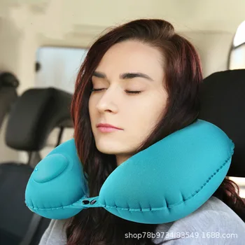 Kaklo pagalvė U-tipo lėktuvas pagalvę paspaudus pripučiamos pagalvės pučia kelionės lėktuvu automobilių miega nešiojamų kelionių kaklo oro pagalvė