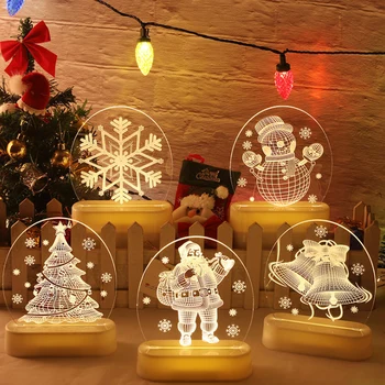 Kalėdų Santa Claus Akrilo 3D Naktį Lempa Vaikams, Miegamojo Puošimas naktinė lempa Girliandą Dovana Kalėdų Darbastalio dekoro Naktį Šviesos