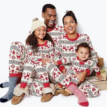 Kalėdų tėvų-vaikų drabužių Kalėdų Rudens-žiemos atitikimo šeimos apranga Sleepwear šeimos atrodyti motina ir dukra pižama