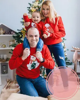 Kalėdų Šeimos Atitikimo Komplektus Motina/Tėvas/Vaikams Palaidinukė Mielas Lokys Kalėdos Susagstomi Megztiniai