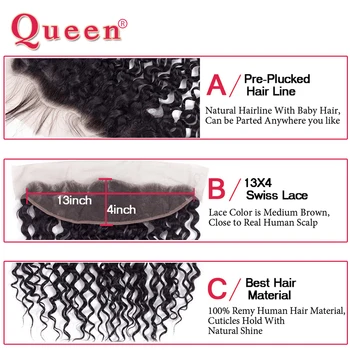 Karalienė Plaukų Water Wave 3 Ryšulius Su Priekinės Uždarymo Brazilijos Remy Žmogaus Plaukų Pynimas 13x 4 Nėrinių Priekio Su Ryšulių Plėtiniai