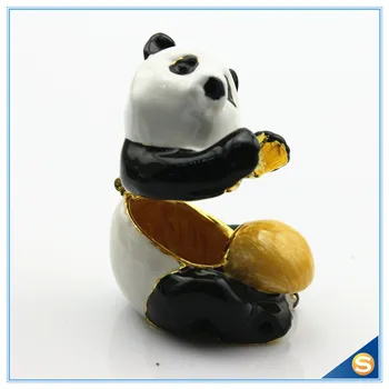 Karšto Pardavimo Metalų Lydinio, Gyvūnų Panda Su Rutulio Formos Pakabukas Langelį Saugoti Papuošalai
