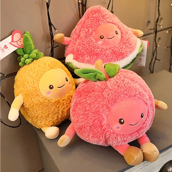 Kawaii Fuzzy Arbūzas, Vyšnių, Ananasų Vaisių Minkštas Pliušinis Mielas Įdaryti Žaislai Lėlės Pagalvė kūdikiui vaikai vaikus mergina dovanos