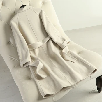 Kašmyro palto, dvipusis vilnos paltas viduryje ilgos kovos su sezono kostiumą, liesas apykaklės korėjos versija, smėlio spalvos paltai
